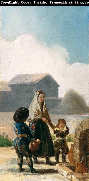 Francisco de Goya A woman and two children by a fountain